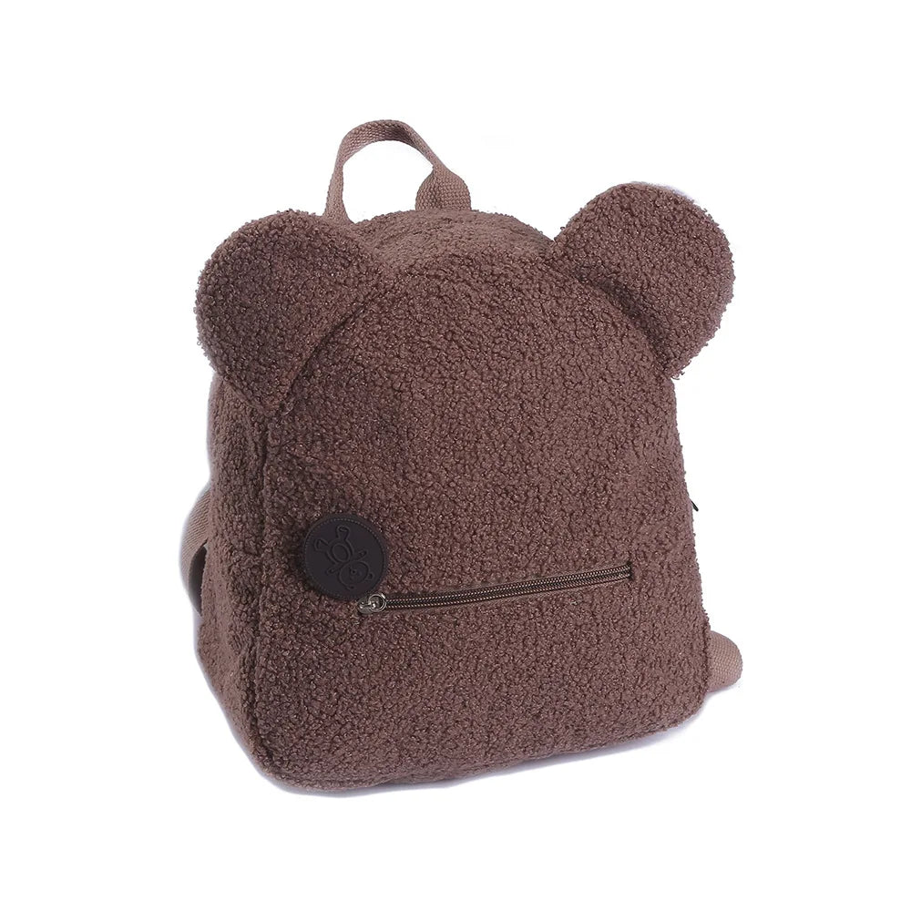 Personalised Womens Girl Cute Bear Pattern Backpack Embroidered Plush Toddler Backpack Custom Name Small Casual Shoulder Daypack
