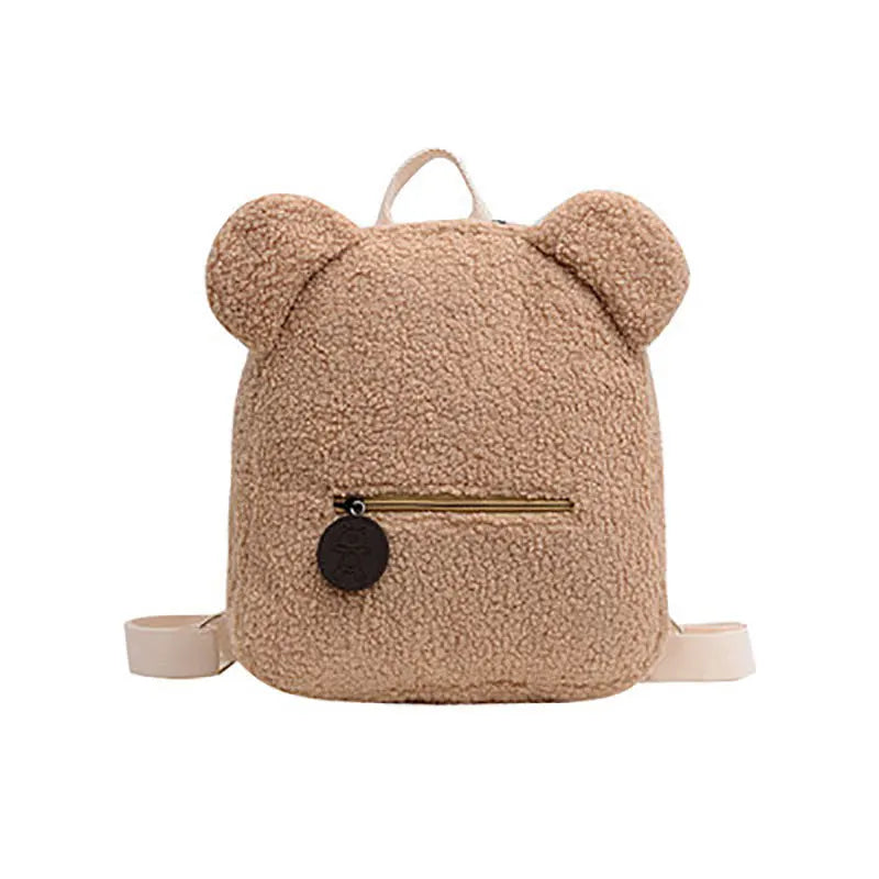 Personalised Womens Girl Cute Bear Pattern Backpack Embroidered Plush Toddler Backpack Custom Name Small Casual Shoulder Daypack