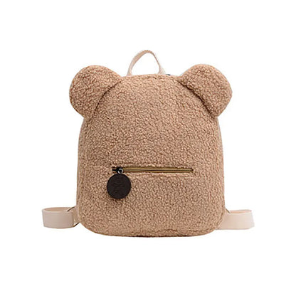 Personalised Womens Girl Cute Bear Pattern Backpack Embroidered Plush Toddler Backpack Custom Name Small Casual Shoulder Daypack