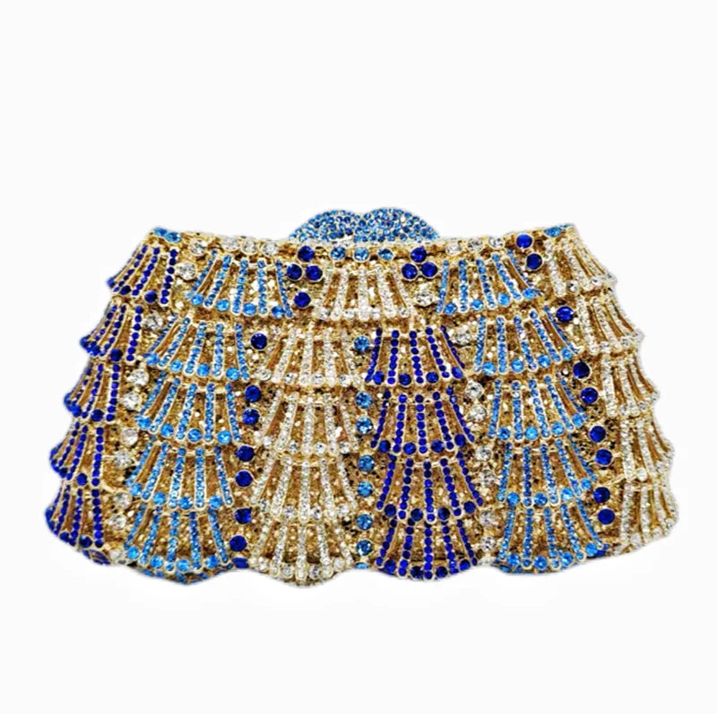 Personality Hollow out styling Gold Diamond Wedding Dress Bags Bridal Crystal Handbags Purses Metal Women Rhinestones Clutch
