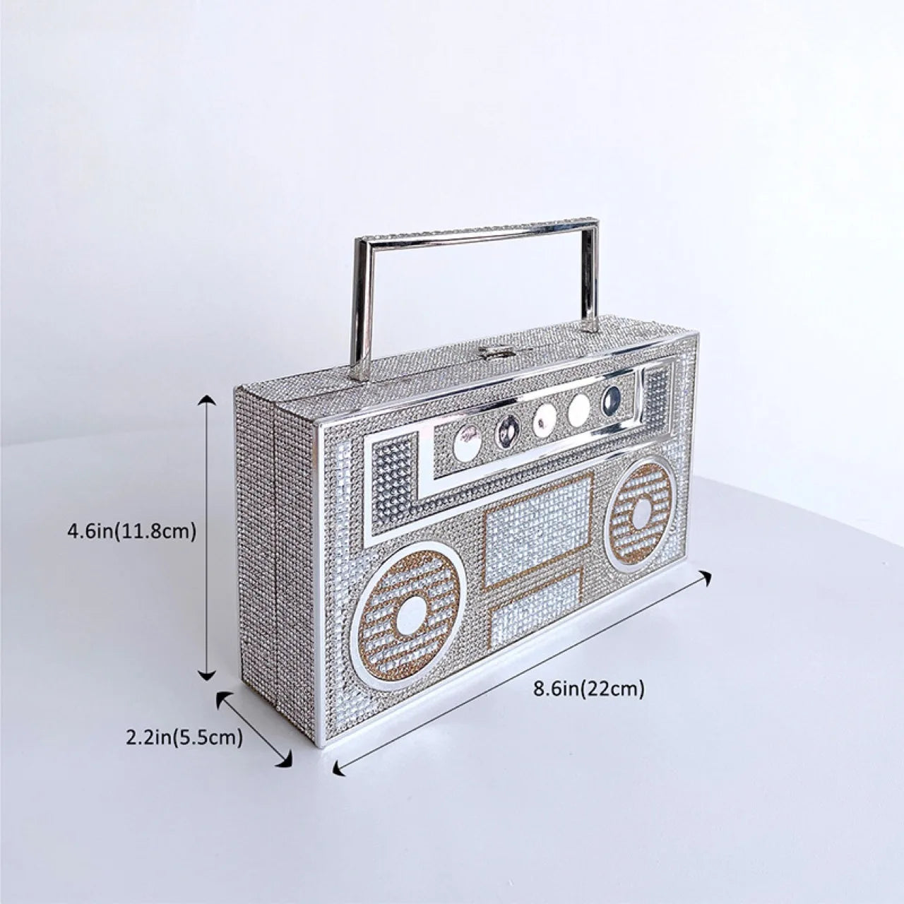 Personality Sound recorder out styling Gold Diamond Wedding Dress Bridal Crystal Purses Metal Women Rhinestones Clutch Purse