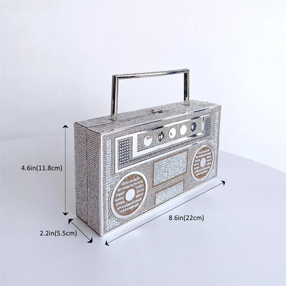 Personality Sound recorder out styling Gold Diamond Wedding Dress Bridal Crystal Purses Metal Women Rhinestones Clutch Purse