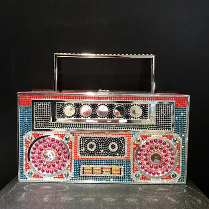 Personality Sound recorder out styling Gold Diamond Wedding Dress Bridal Crystal Purses Metal Women Rhinestones Clutch Purse