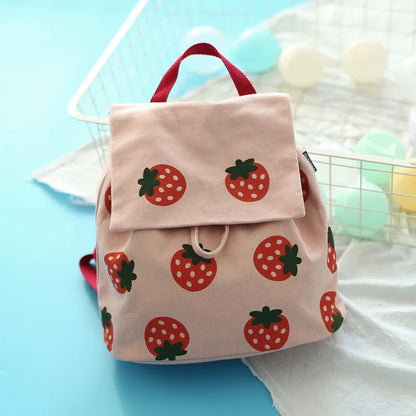 Personalized Backpacks Women Kawaii Fruits Printed Sweet Mori Girls Portable Students Canvas Rucksack Embroidery Name School Bag