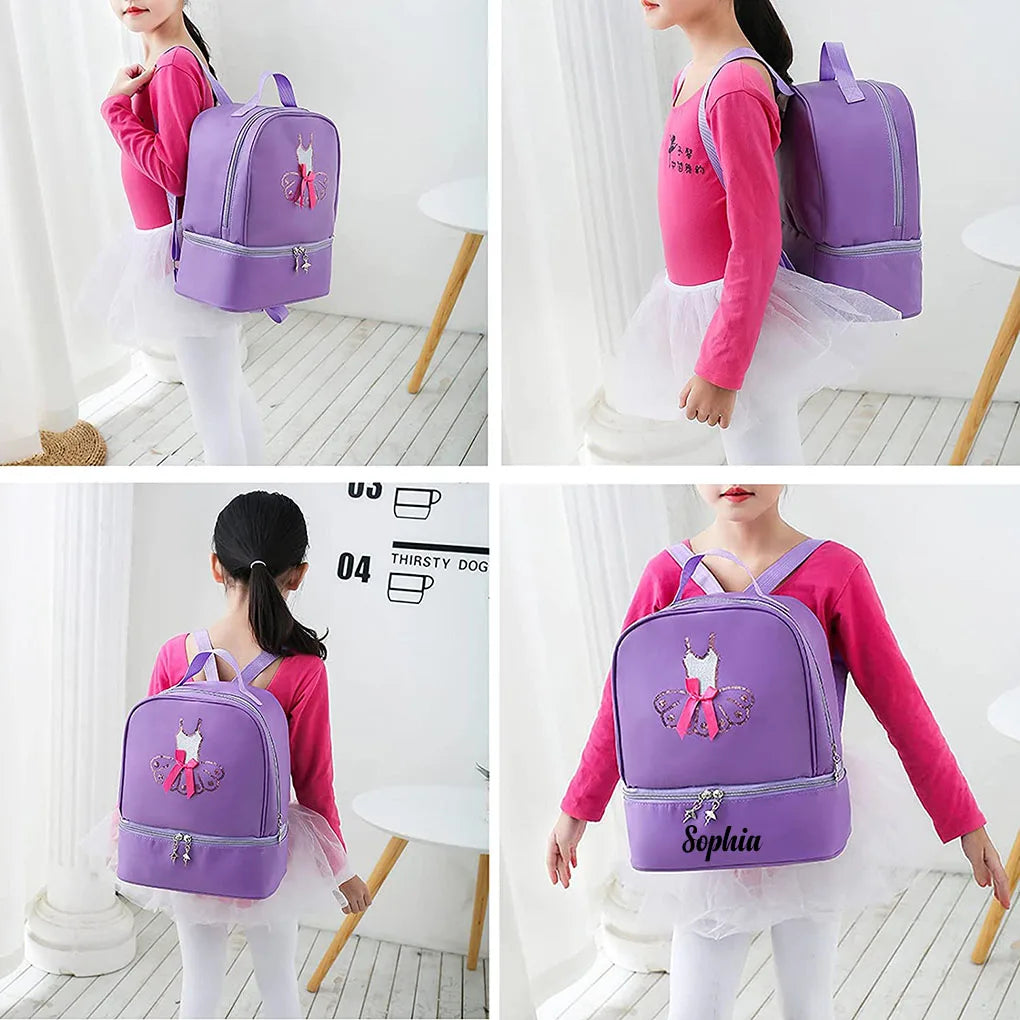 Personalized Ballet Dance Backpack for Little Girl Ballerina Purple Bag Gymnastics Latin Dance Yoga Tap Dance Jazz Storage Bag
