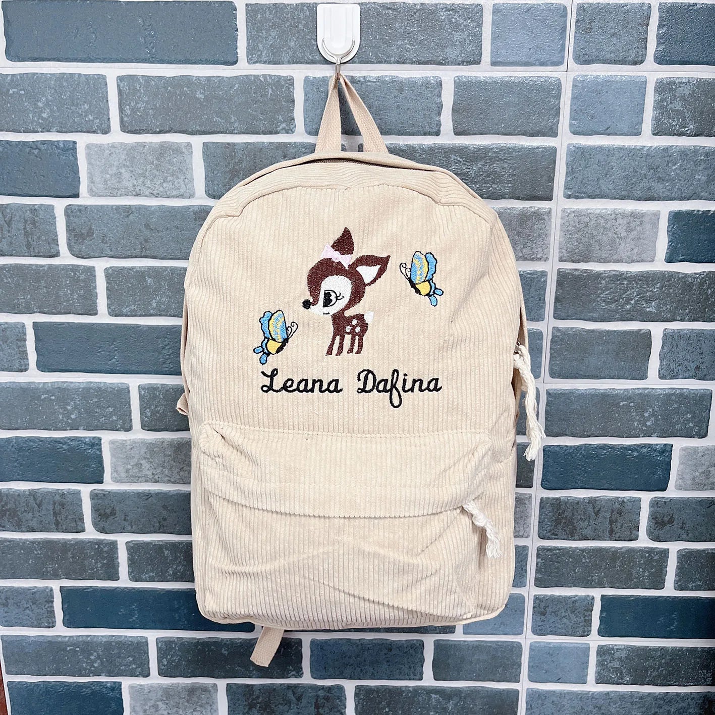 Personalized Embroidered Corduroy Backpack Personalized Corduroy Backpack, School Backpack, Baby Personalized Diaper Bag