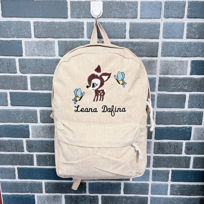 Personalized Embroidered Corduroy Backpack Personalized Corduroy Backpack, School Backpack, Baby Personalized Diaper Bag