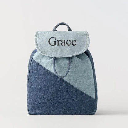Personalized Embroidered Demin Backpack Custom Name Baby Girls' Bags and Backpacks Personalized Name Backpacks for 1-6 Years