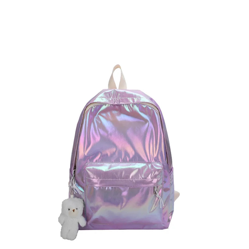 Personalized Embroidered Fashion Hologram Backpack Laser Shiny School Backpack Custom Any Name Daypack