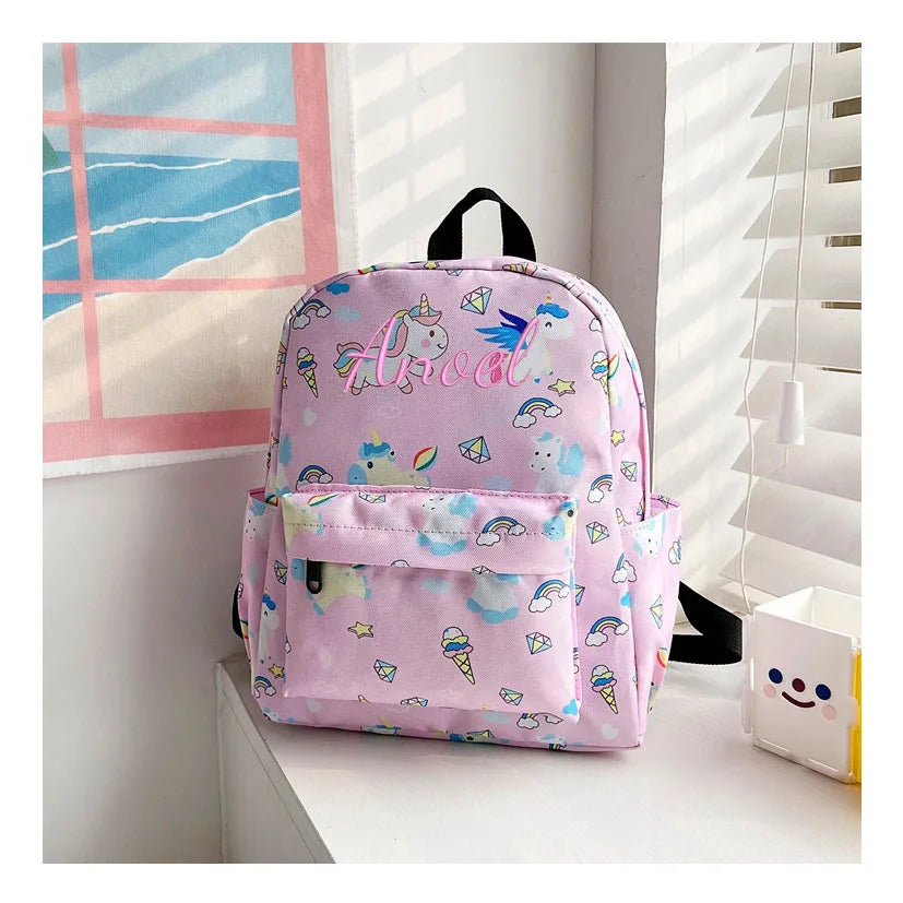 Personalized Embroidered  Kids Toddler Children Backpack Rucksack Preschool Lightweight Cute Cartoon Travel Daypack For Boy Girl