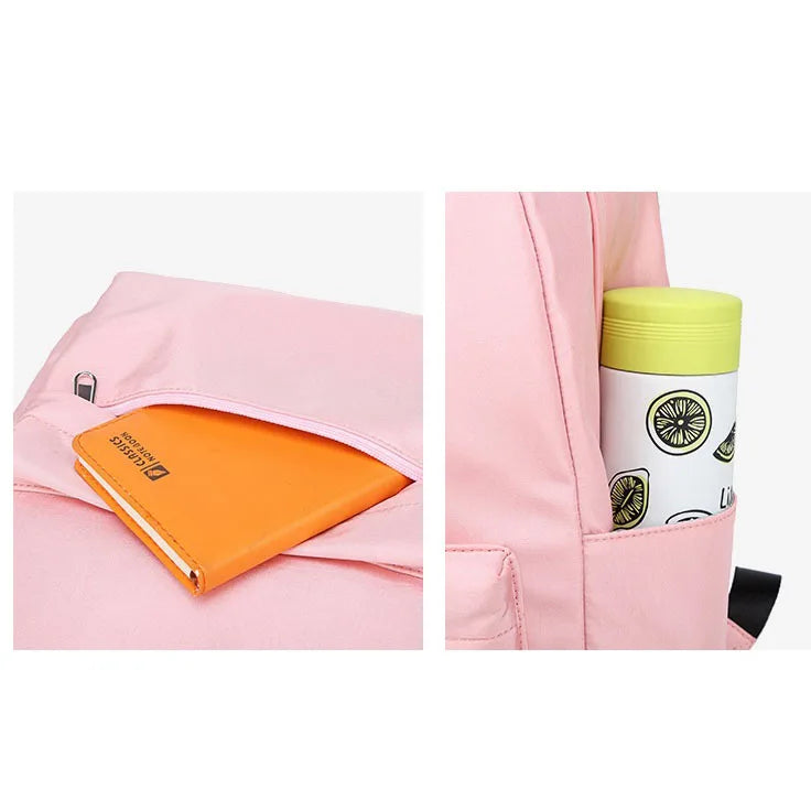 Personalized Embroidered Name Bag School Backpack For Teen Girls, Fits 14 Inch Laptop, Simple Solid Color Backpack Rucksack Kid