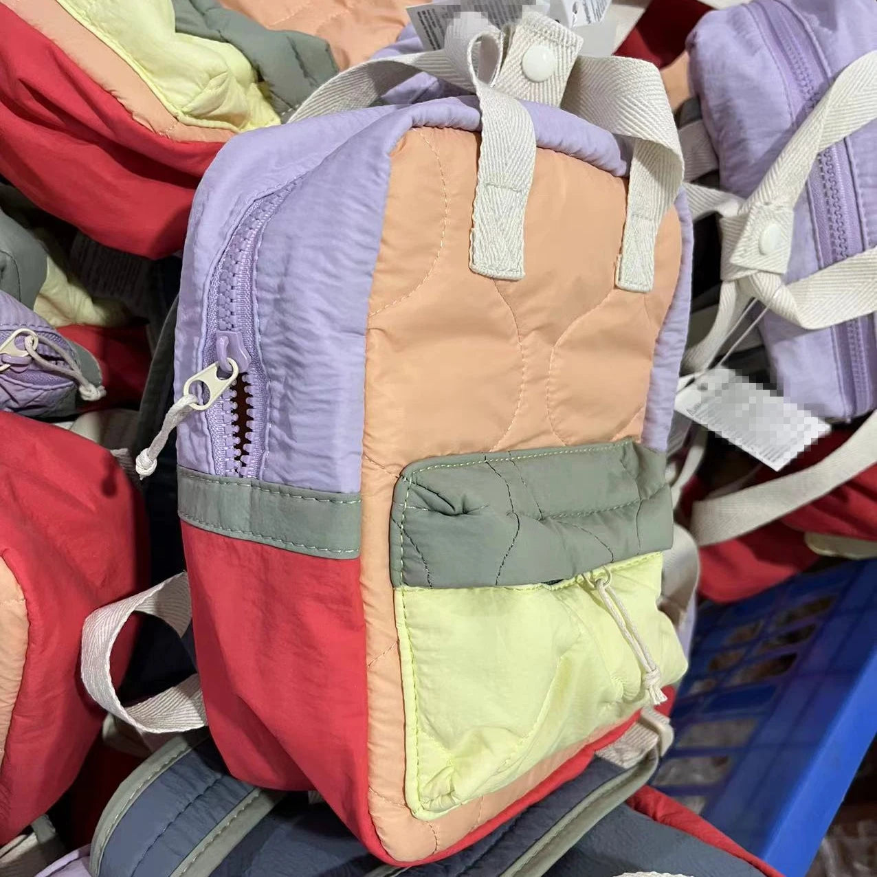 Personalized Embroidered New children's backpack orange quilted patchwork men's and women's lightweight shoulder backpack