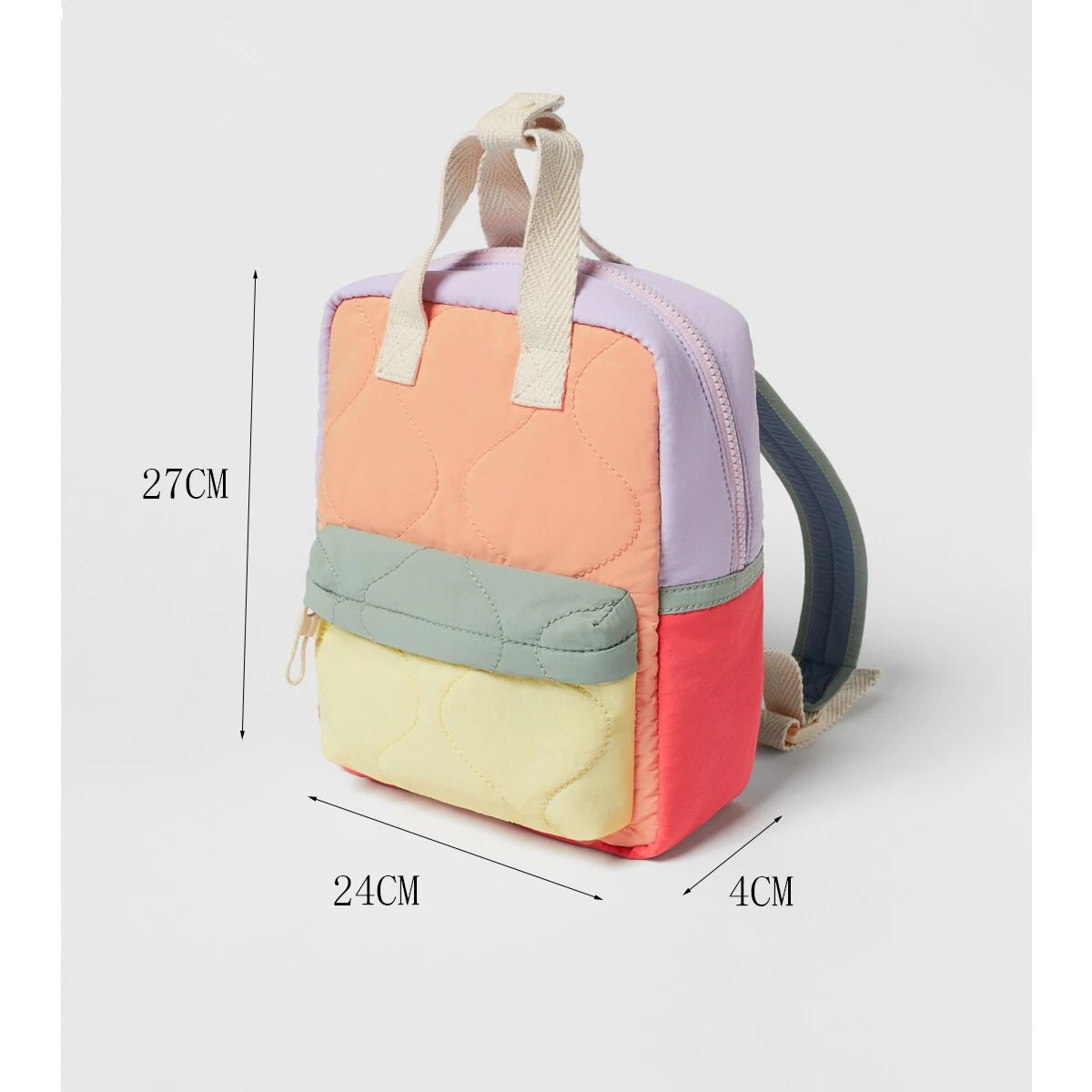 Personalized Embroidered New children's backpack orange quilted patchwork men's and women's lightweight shoulder backpack