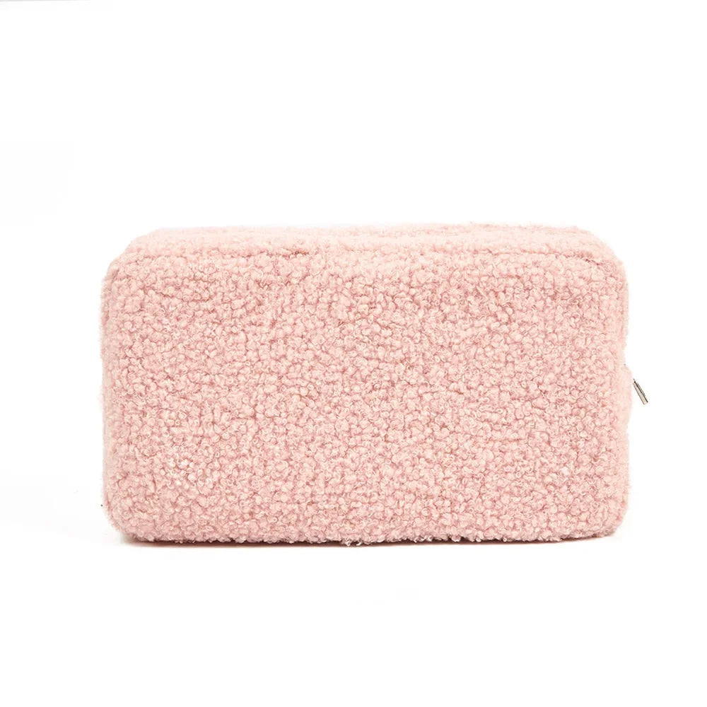 Personalized Embroidered Teddy Fur Pouch Teddy Makeup Bag Custom Name Travel Pouch Toiletry Bag Women Accessories for Women