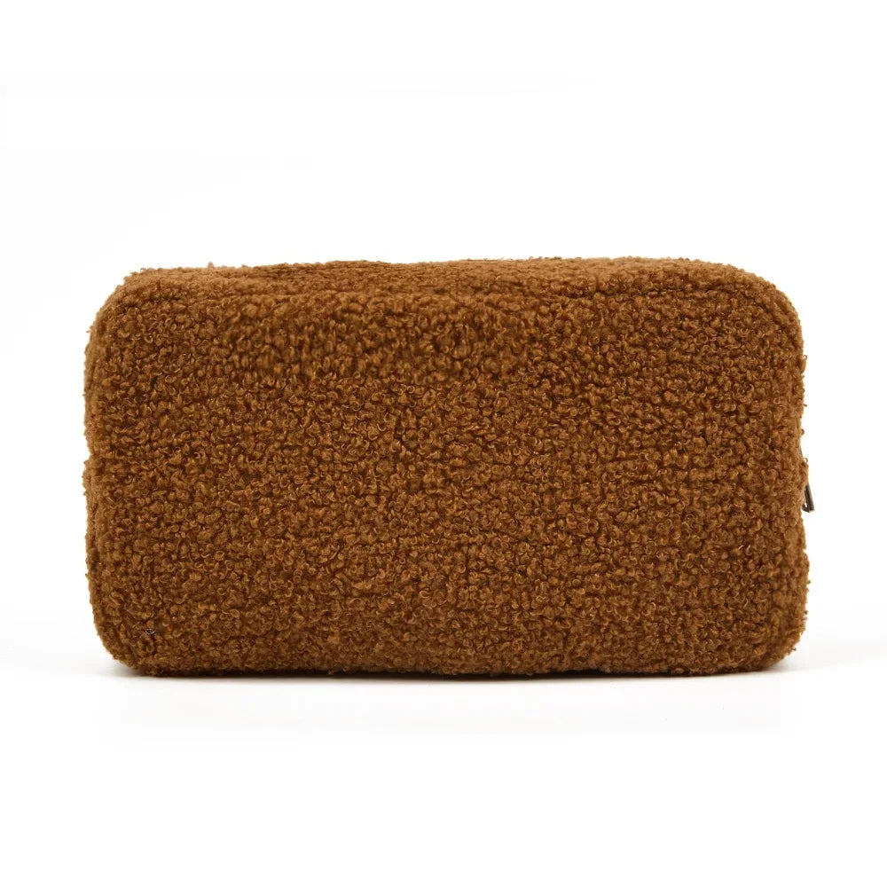 Personalized Embroidered Teddy Fur Pouch Teddy Makeup Bag Custom Name Travel Pouch Toiletry Bag Women Accessories for Women