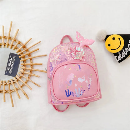 Personalized Embroidered Toddler Backpack Cute Kindergarten Backpacks Little Kid Preschool Bookbag Cute Mermaid Sequin Backpack