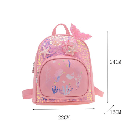 Personalized Embroidered Toddler Backpack Cute Kindergarten Backpacks Little Kid Preschool Bookbag Cute Mermaid Sequin Backpack