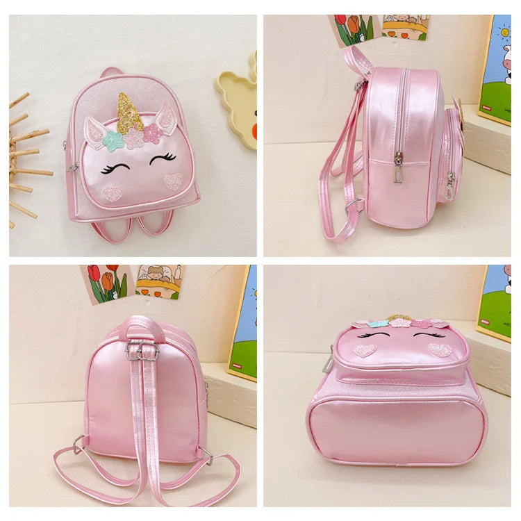 Personalized Embroidered Unicorn Backpack Custom Name Toddler School Bag Cute Cartoon Children Girl Backpack PU Outdoor Backpack