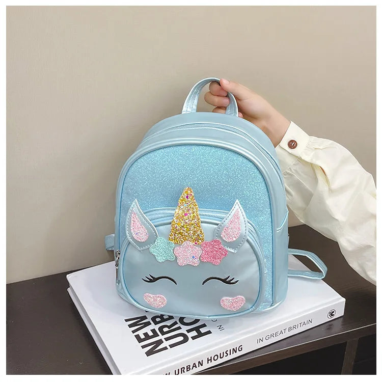 Personalized Embroidered Unicorn Backpack Custom Name Toddler School Bag Cute Cartoon Children Girl Backpack PU Outdoor Backpack