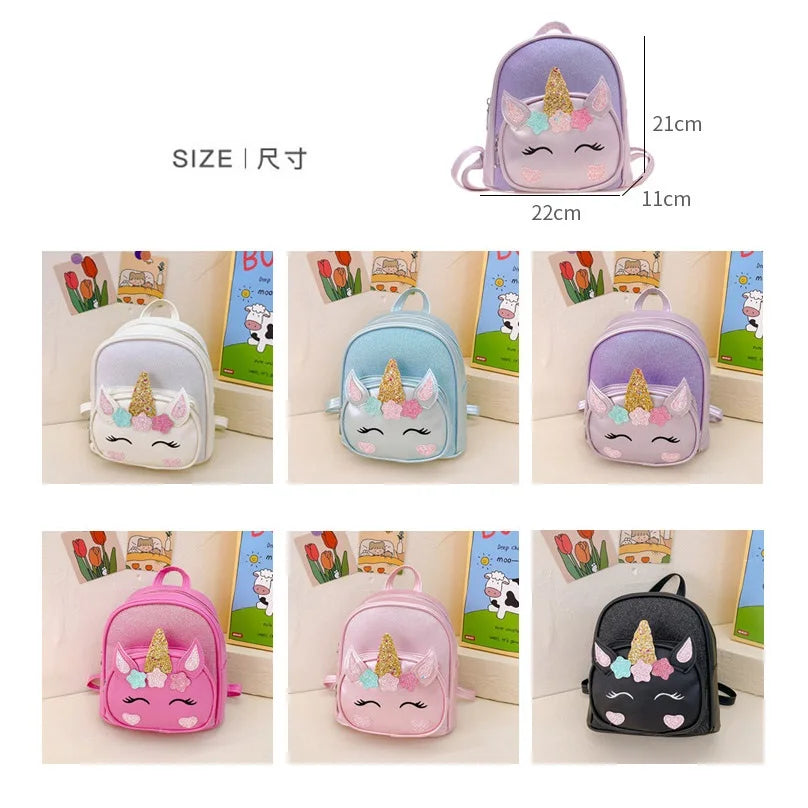 Personalized Embroidered Unicorn Backpack Custom Name Toddler School Bag Cute Cartoon Children Girl Backpack PU Outdoor Backpack
