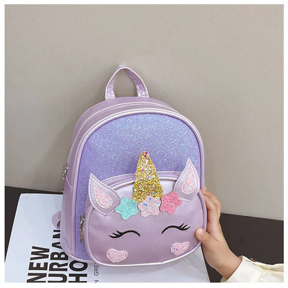 Personalized Embroidered Unicorn Backpack Custom Name Toddler School Bag Cute Cartoon Children Girl Backpack PU Outdoor Backpack