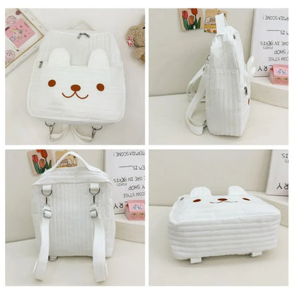 Personalized Embroidery Cute Bear Pattern Children's Backpack Custom Name Solid Color Casual Daily Kids Backpack Cartoon Bag