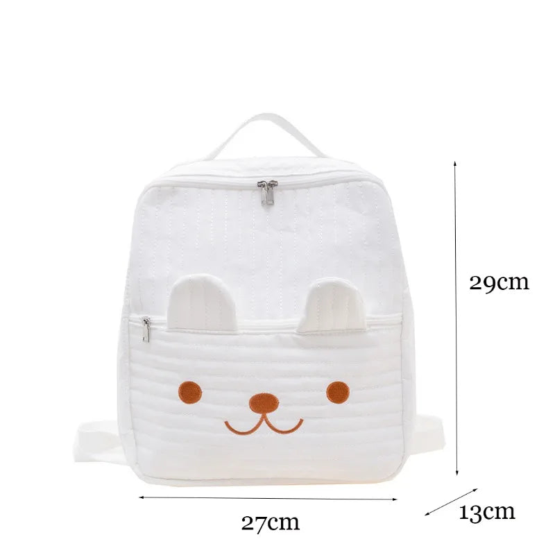 Personalized Embroidery Cute Bear Pattern Children's Backpack Custom Name Solid Color Casual Daily Kids Backpack Cartoon Bag