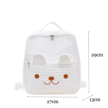 Personalized Embroidery Cute Bear Pattern Children's Backpack Custom Name Solid Color Casual Daily Kids Backpack Cartoon Bag