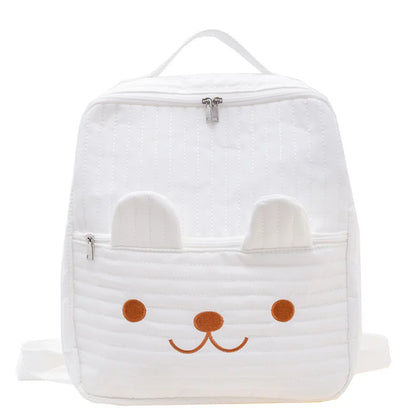 Personalized Embroidery Cute Bear Pattern Children's Backpack Custom Name Solid Color Casual Daily Kids Backpack Cartoon Bag