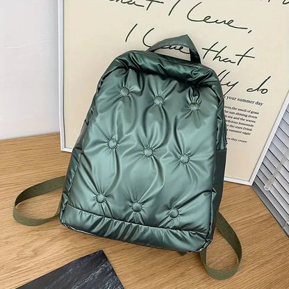Personalized Embroidery Name Putter Quilted Backpack Solid Color School Bag Custom Any Name Padded Travel Vacation Rucksack