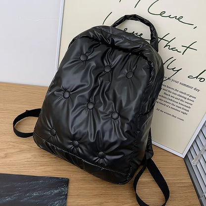 Personalized Embroidery Name Putter Quilted Backpack Solid Color School Bag Custom Any Name Padded Travel Vacation Rucksack
