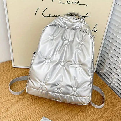 Personalized Embroidery Name Putter Quilted Backpack Solid Color School Bag Custom Any Name Padded Travel Vacation Rucksack