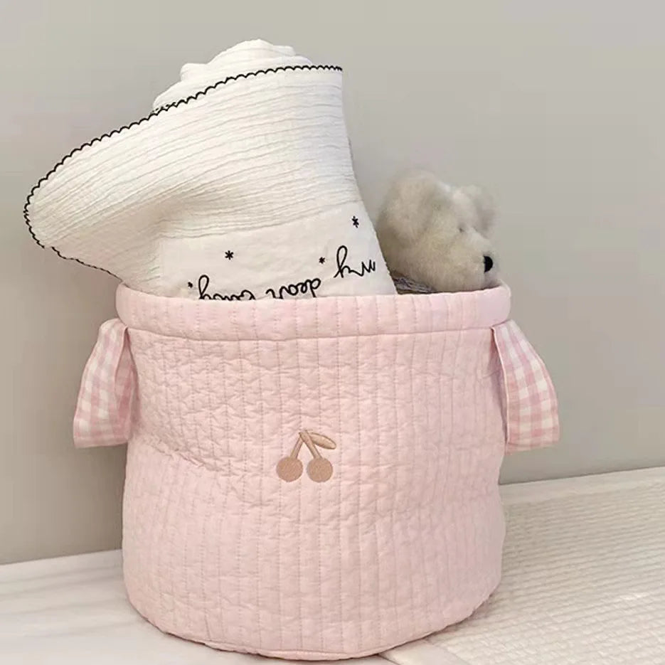 Personalized Name Bear Storage Bucket Cotton Storage Basket Diaper Bag Large Capacity Cotton Storage Bin for Home Nursery Room