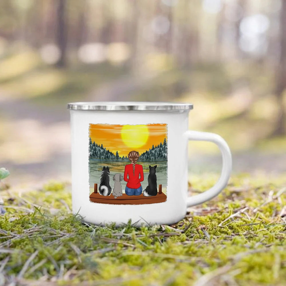 Personalized Name Enamel Mug Custom Dog Lovers Gift for Dog Mom Dog Parents Tea Cup Drink Tea Milk Mugs Festive Best Gifts