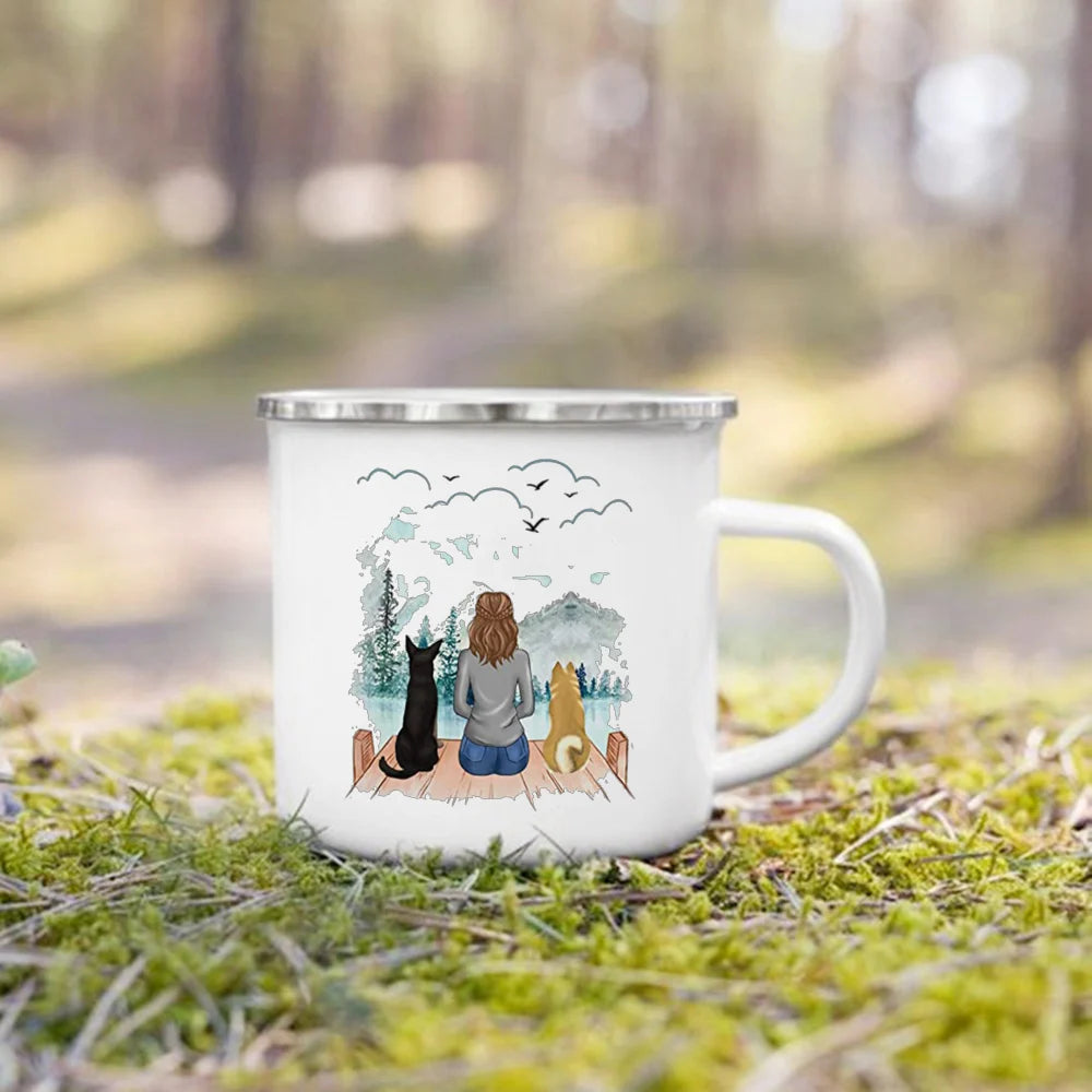 Personalized Name Enamel Mug Custom Dog Lovers Gift for Dog Mom Dog Parents Tea Cup Drink Tea Milk Mugs Festive Best Gifts