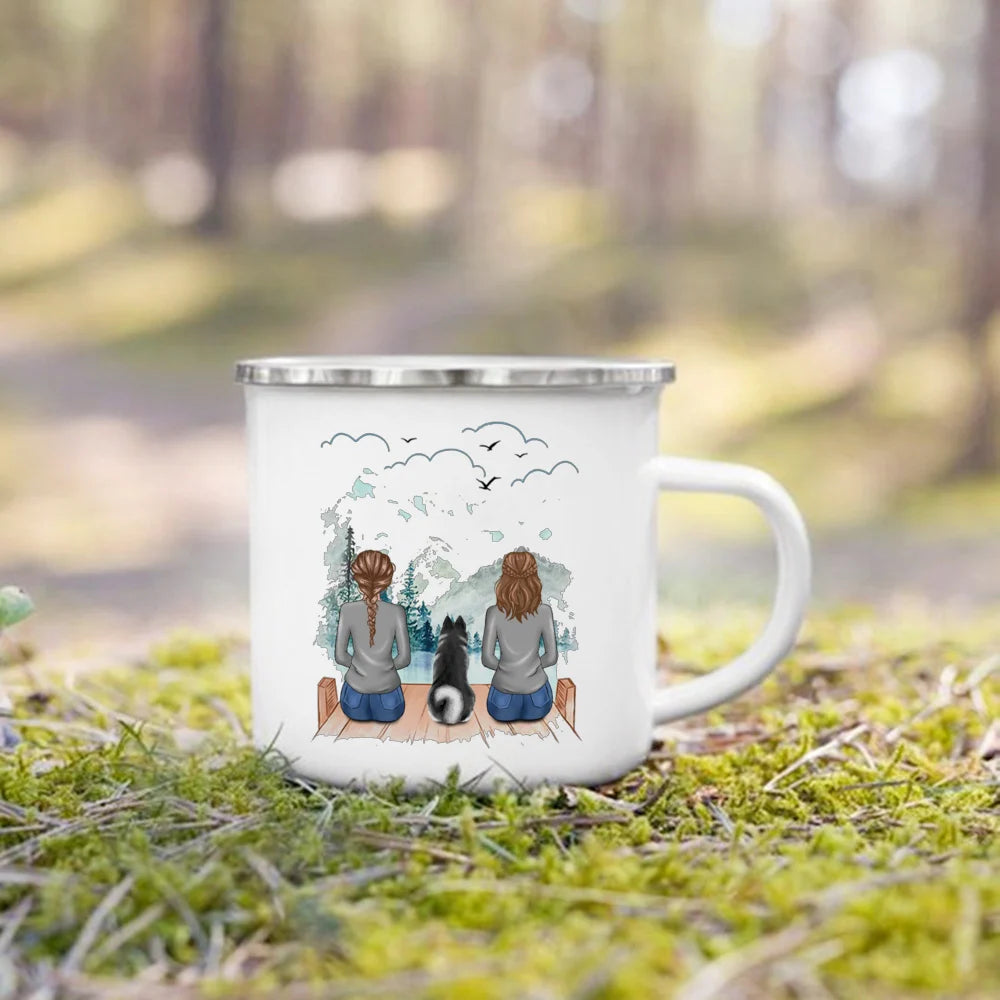 Personalized Name Enamel Mug Custom Dog Lovers Gift for Dog Mom Dog Parents Tea Cup Drink Tea Milk Mugs Festive Best Gifts