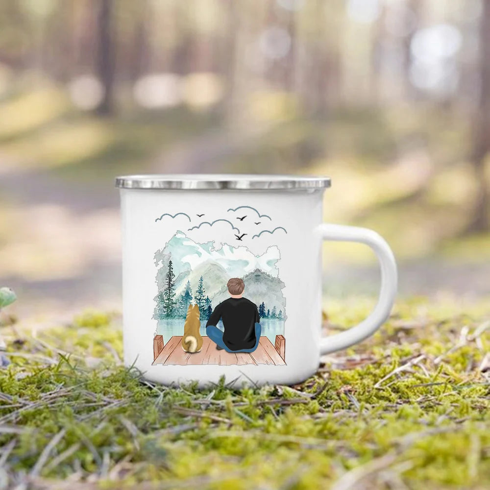 Personalized Name Enamel Mug Custom Dog Lovers Gift for Dog Mom Dog Parents Tea Cup Drink Tea Milk Mugs Festive Best Gifts