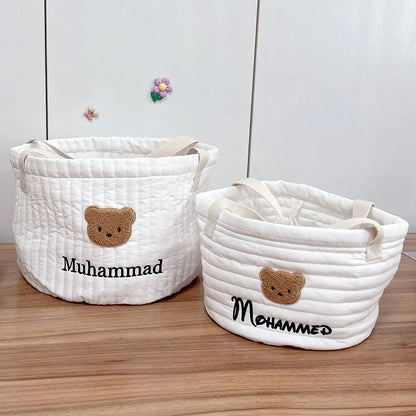 Personalized Name Storage Basket Soft Texture Wide Application Cotton Assorted Cartoon Organizer Box Household Supplies