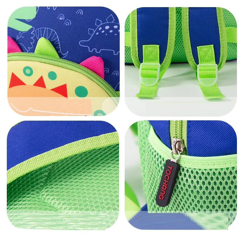 Personalized Name Waterproof Blue Green 3D Dinosaur Schoolbag Kids Backpack Backpack Zipper Closure Custom Dinosaur Backpack