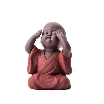 Pet Ceramic Buddha Statue Tea Purple Sand Buddhist Monk Home Decor Miniature Ornaments Crafts Zen Bonze Gift