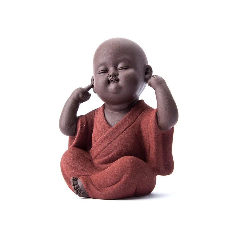 Pet Ceramic Buddha Statue Tea Purple Sand Buddhist Monk Home Decor Miniature Ornaments Crafts Zen Bonze Gift