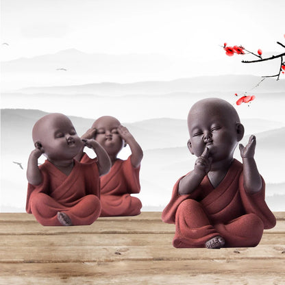 Pet Ceramic Buddha Statue Tea Purple Sand Buddhist Monk Home Decor Miniature Ornaments Crafts Zen Bonze Gift