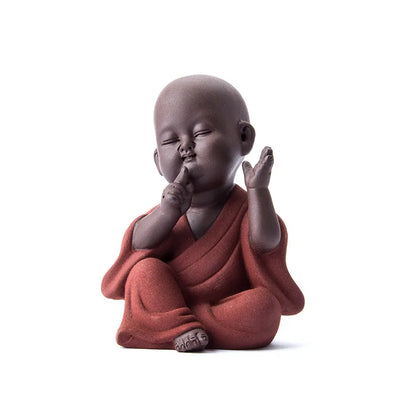 Pet Ceramic Buddha Statue Tea Purple Sand Buddhist Monk Home Decor Miniature Ornaments Crafts Zen Bonze Gift
