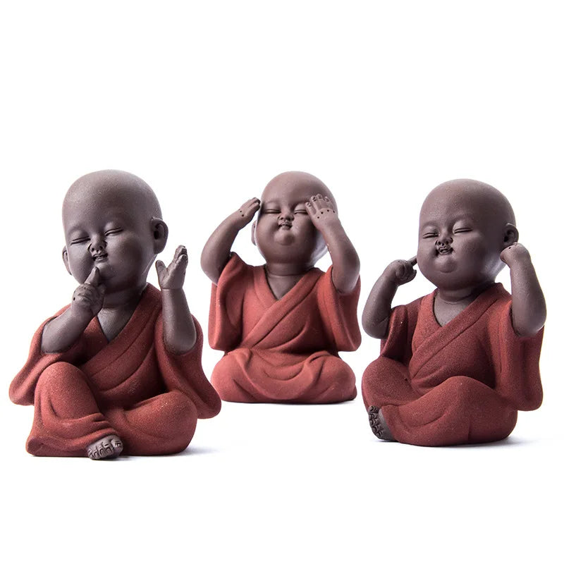Pet Ceramic Buddha Statue Tea Purple Sand Buddhist Monk Home Decor Miniature Ornaments Crafts Zen Bonze Gift