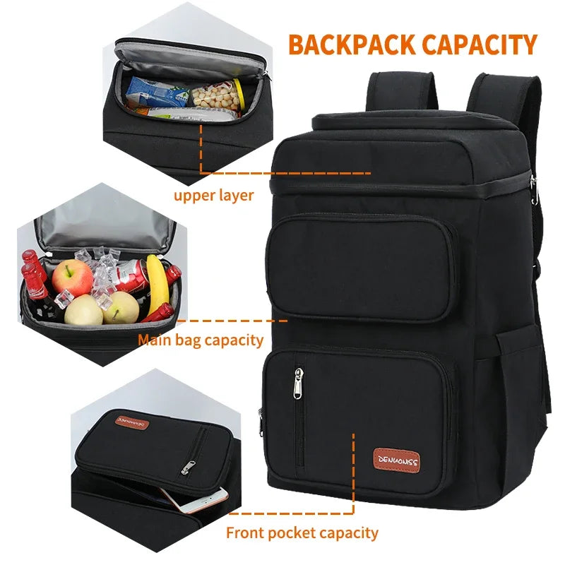 Picnic Cooler Bag Large Capacity Camping Meal Hikking Thermal Backpack with Bottle Opener 100% Leakproof Insulated Lunch Bags