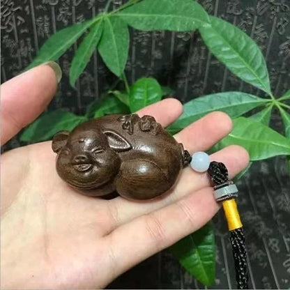 Piheimu Fuzhu Wooden Carving Crafts Pendant Handicrafts Handicrafts, Stationery, Wooden Carving Pendant,  Rope Decoration