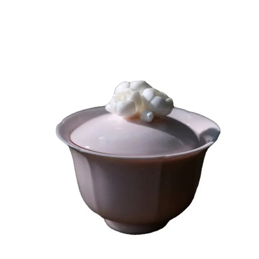 Pinch Flower Teacup Ceramic Gaiwan  Bowl Chinese Kung Fu Tea Set Handmade Ladies Gaiwan Cup Water Cup Pu'er Tea Sets Gift