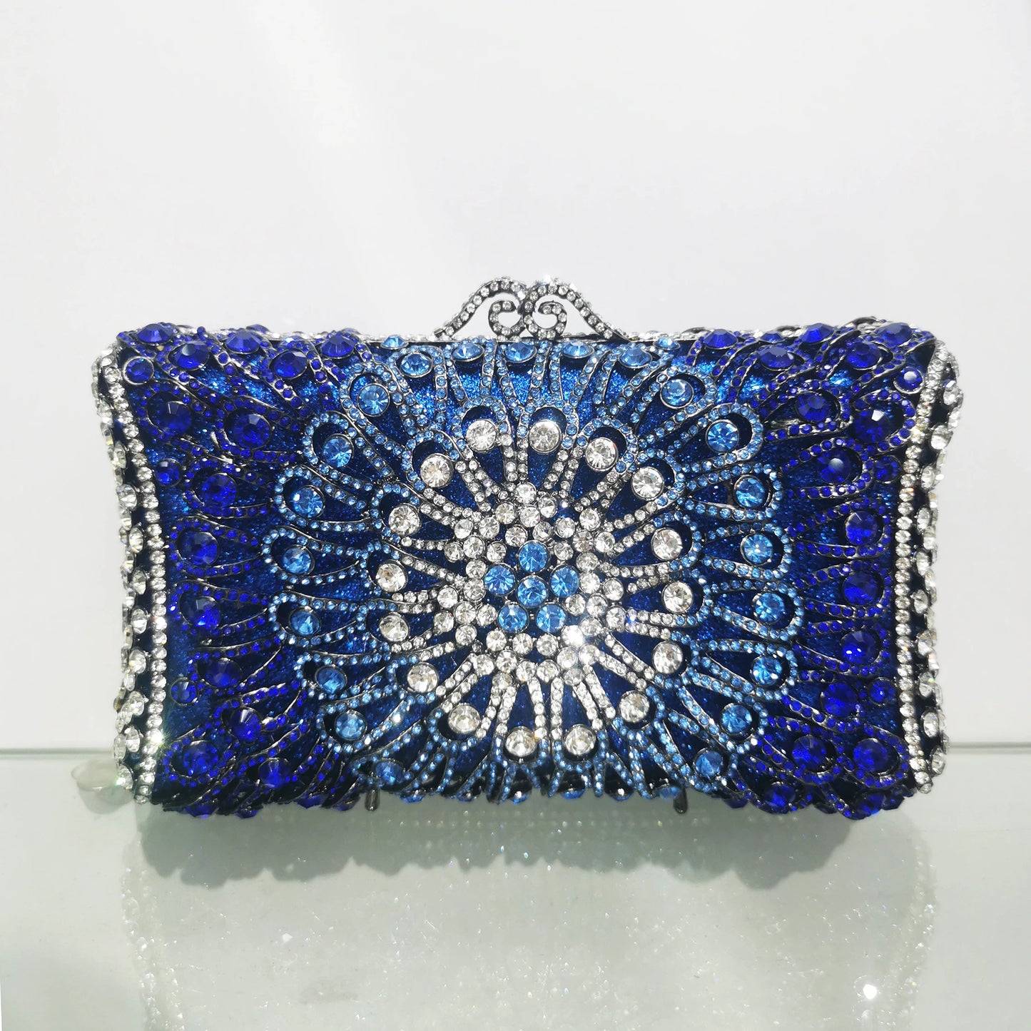 Pink Blue Hollow Out Rhinestone Handbag Woman Diamond Bridal Prom Dinner Purse Retro Style Crystal Wedding Party Cocktail Bags