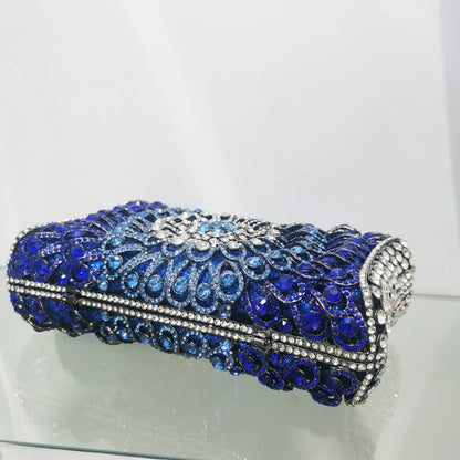 Pink Blue Hollow Out Rhinestone Handbag Woman Diamond Bridal Prom Dinner Purse Retro Style Crystal Wedding Party Cocktail Bags