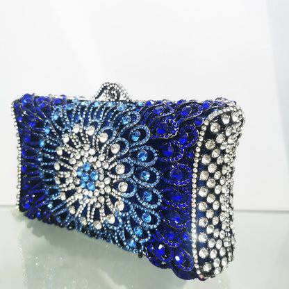 Pink Blue Hollow Out Rhinestone Handbag Woman Diamond Bridal Prom Dinner Purse Retro Style Crystal Wedding Party Cocktail Bags